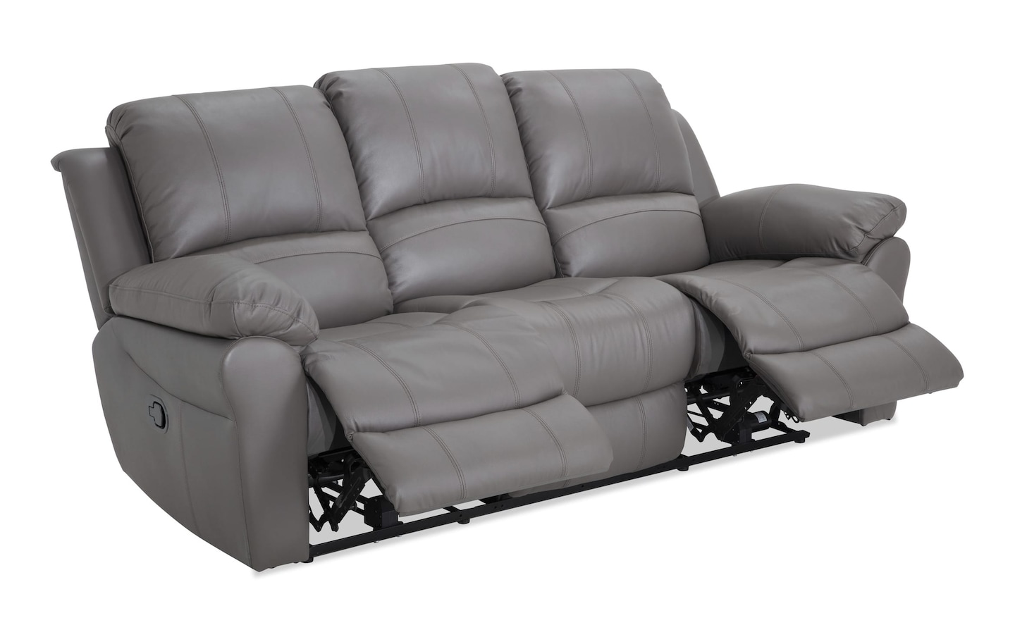 Storm Leather Gray Manual Gliding Sofa and Manual Gliding Recliner ...