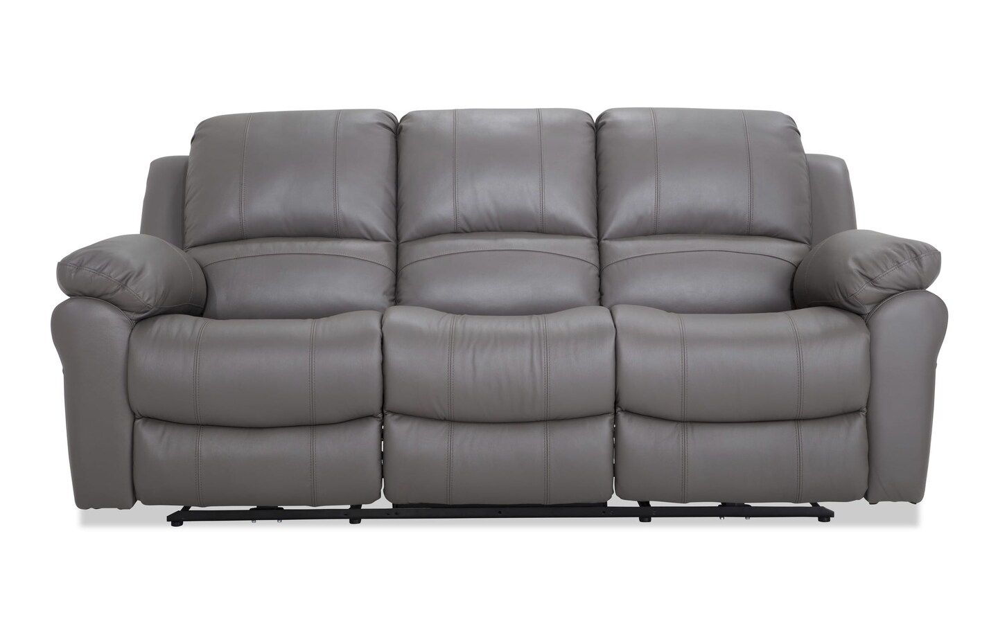 Storm Gray Leather 85 Power Reclining Sofa Manual Gliding Recliner