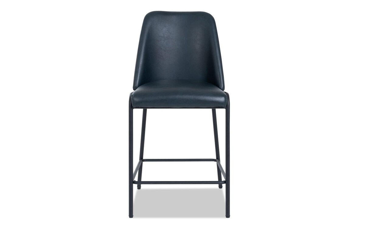 Loft Navy Faux Leather Solid Back Counter Height Stool Bob's Discount