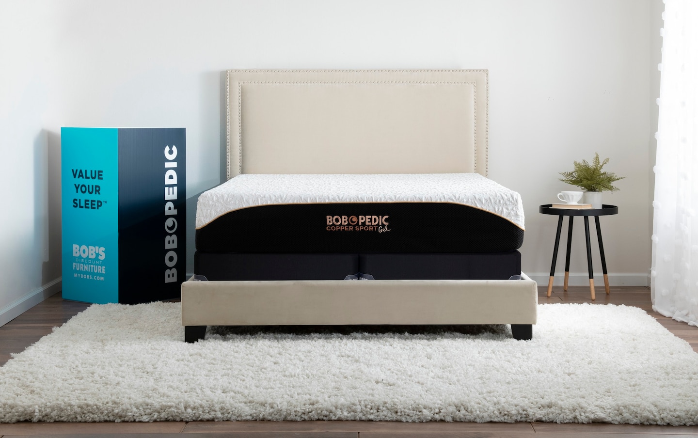 Copper Sport Gel 11.5'' Queen Firm Split Low Profile Mattress Set | Bob ...