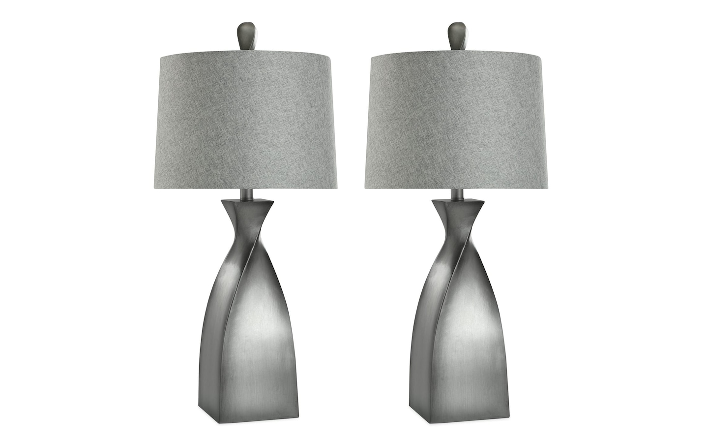 Set of 2 New Atlanta Gray Twist Table Lamps | Bobs Discount Furniture &  Mattress Store