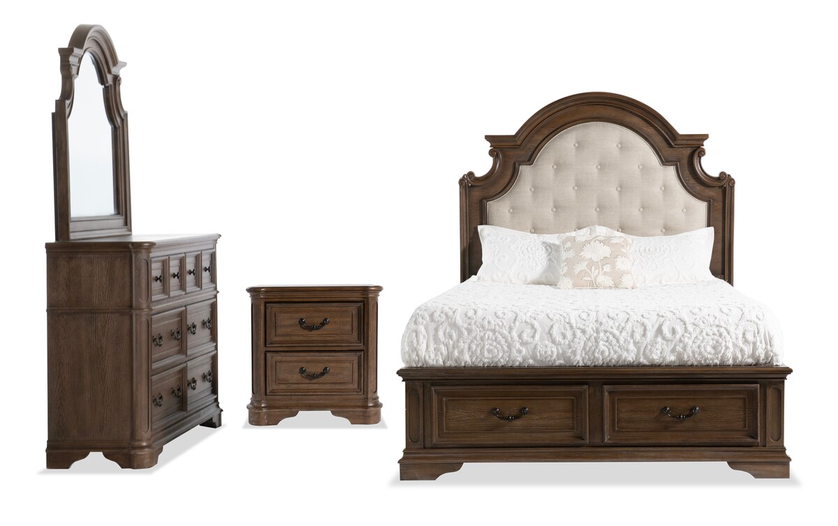 Scarlett 4 Piece Oak Storage King Bedroom Set Bob's Discount