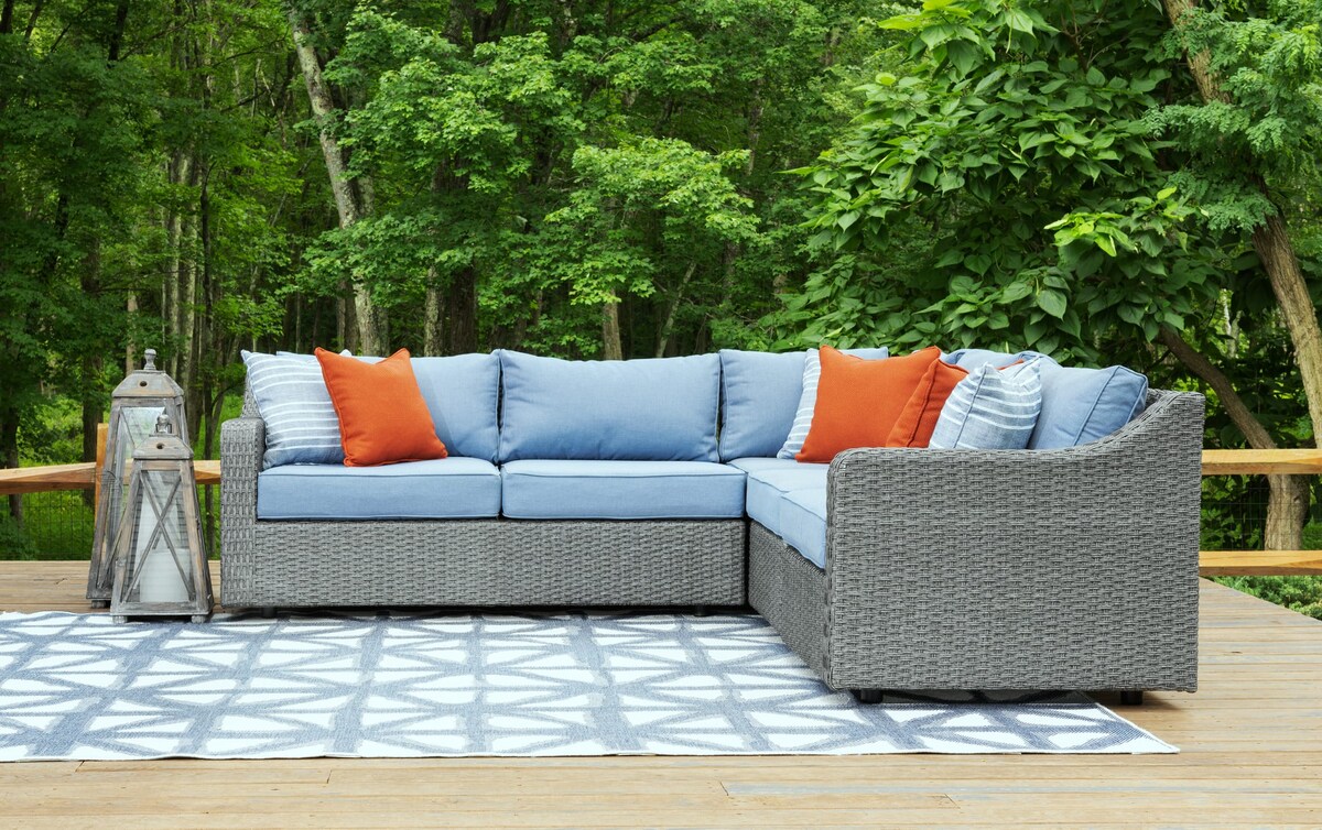 Laurel Outdoor 3 Piece Sectional with Corner Chair blue_color Bob's Discount Furniture