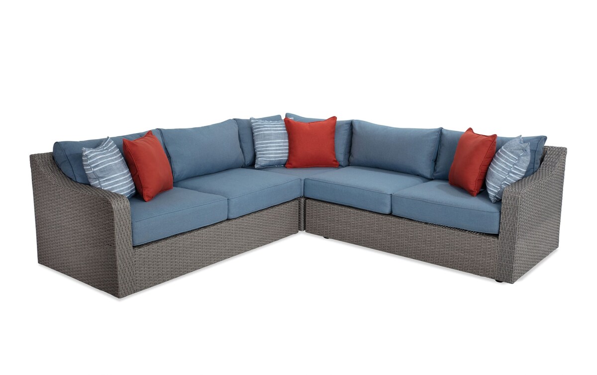 Laurel Outdoor 3 Piece Sectional with Corner Chair blue_color Bob's Discount Furniture