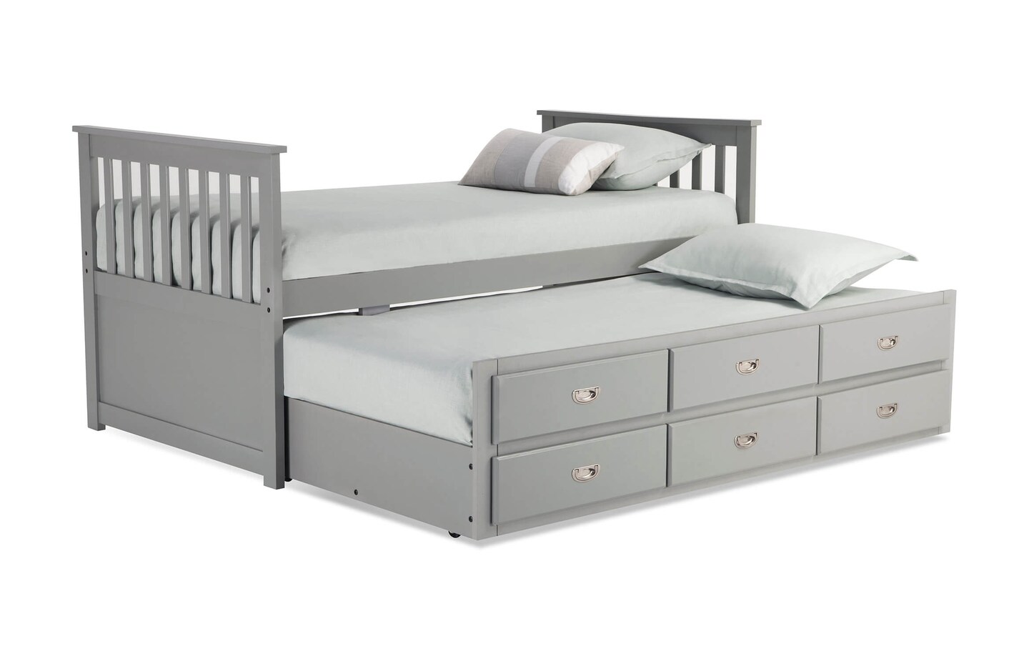 Chadwick Twin Gray Storage Captain Bed with Twin Trundle Bob s Discount Furniture Mattress Store