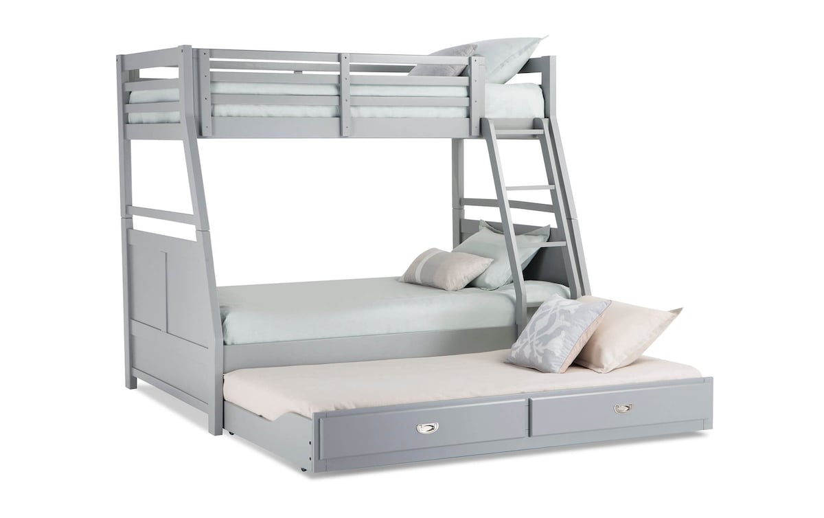 Chadwick Twin/Full Gray Bunk Bed with Trundle full Bob's Discount