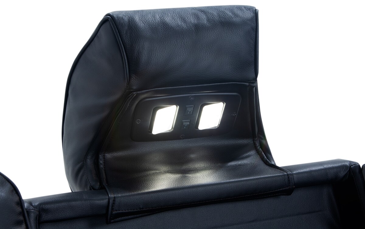 Panther Black Leather Power Reclining Sofa & Console Loveseat black_color