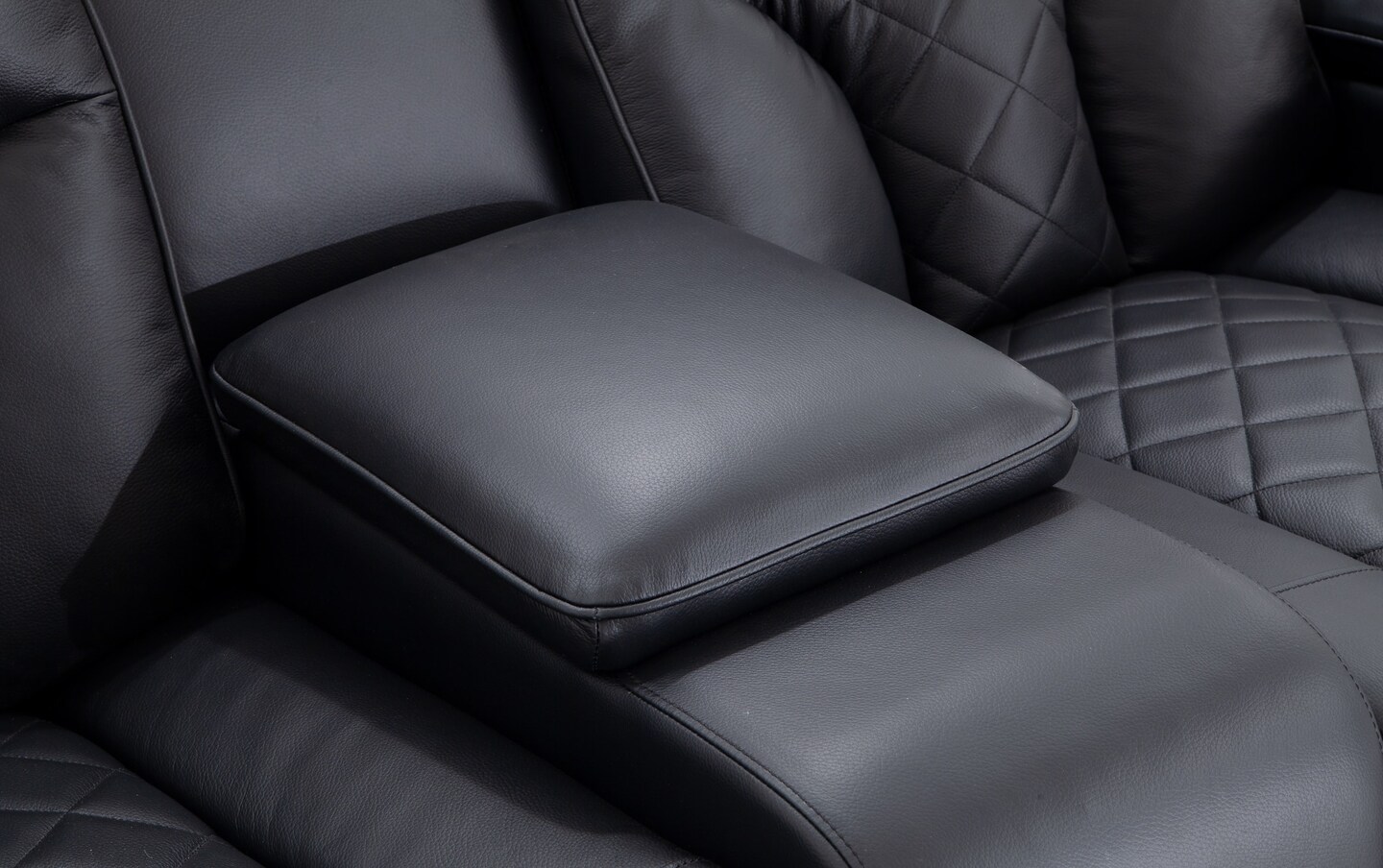 Panther Black Leather Power Reclining Sofa & Console Loveseat black_color