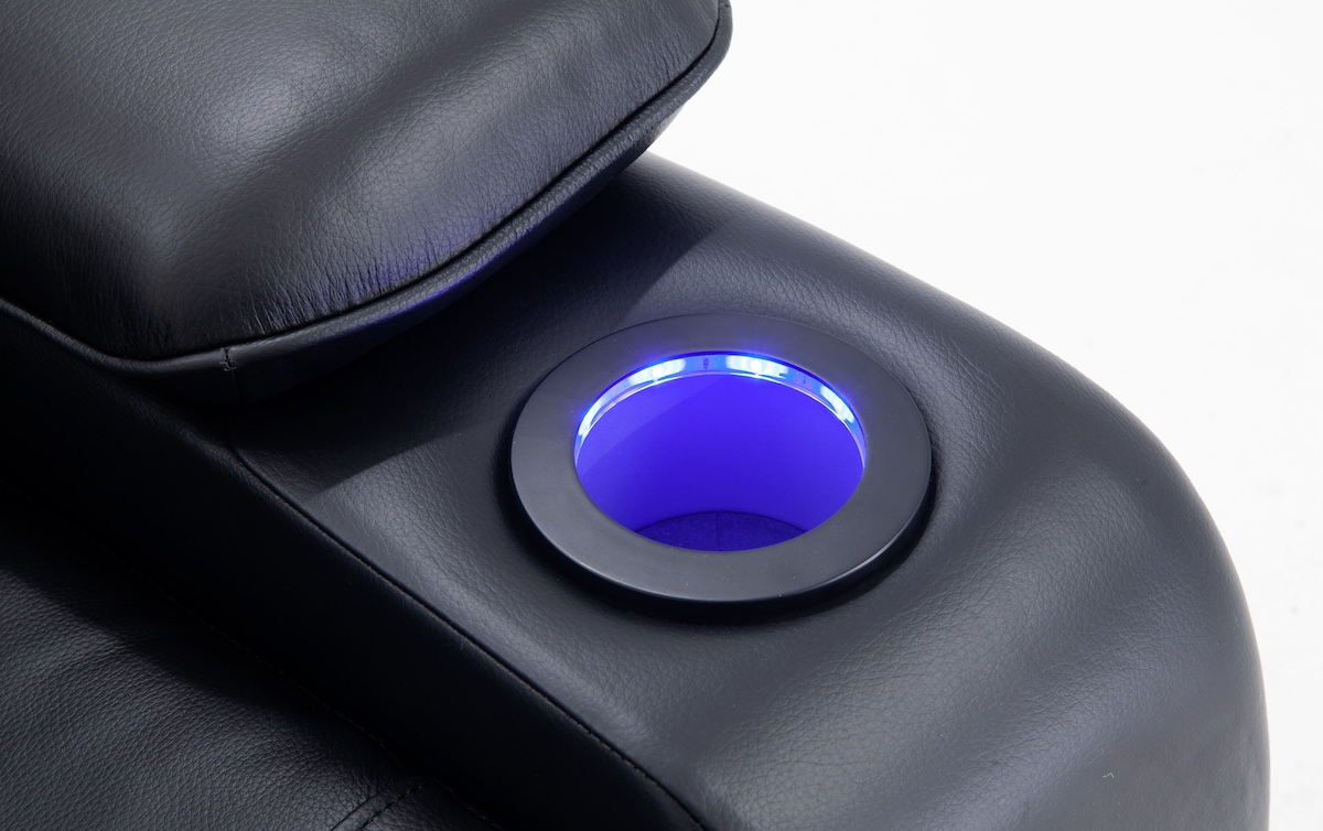 Panther Black Leather Power Reclining Sofa & Console Loveseat black_color