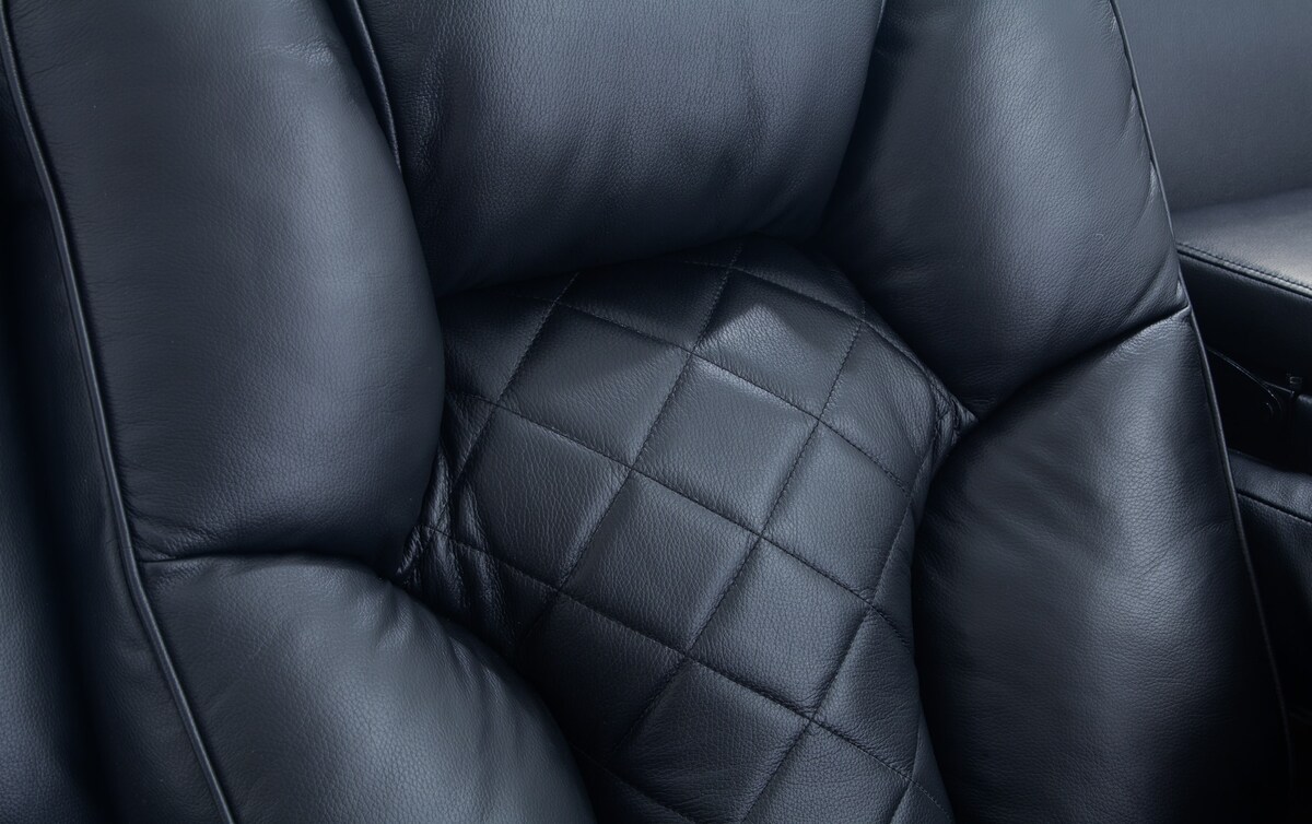 Panther Black Leather Power Reclining Sofa & Console Loveseat black_color