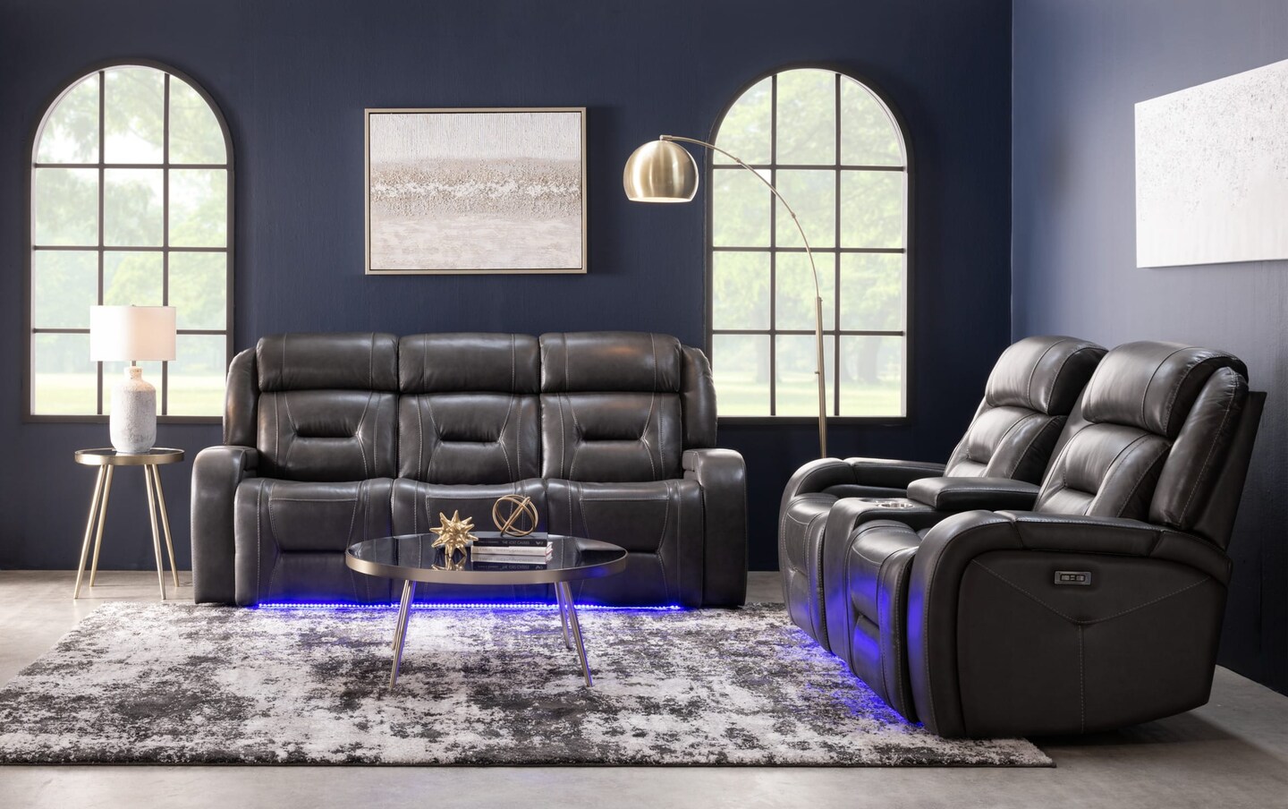 Galaxy Gray 85 Power Sofa Recliner with Power Headrest