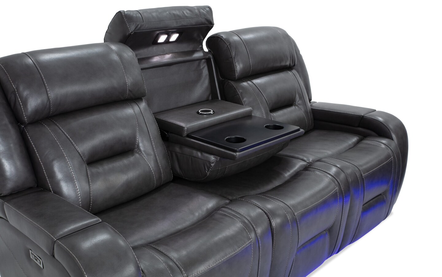 Galaxy Gray 85 Power Sofa Recliner with Power Headrest