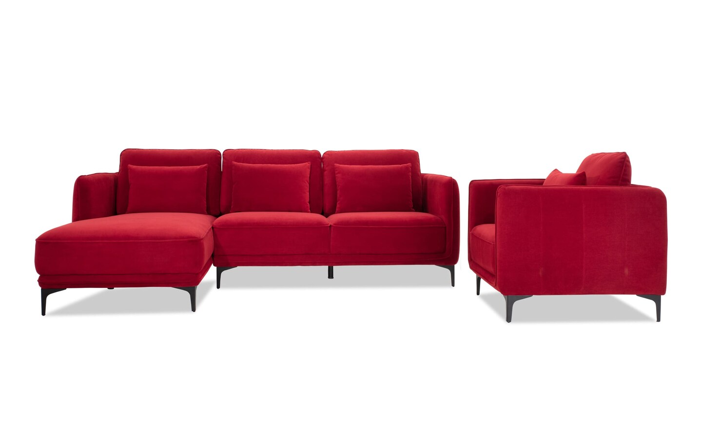 Soho Burgundy 3 Piece Left Arm Facing Sectional with Chair | Bob's ...