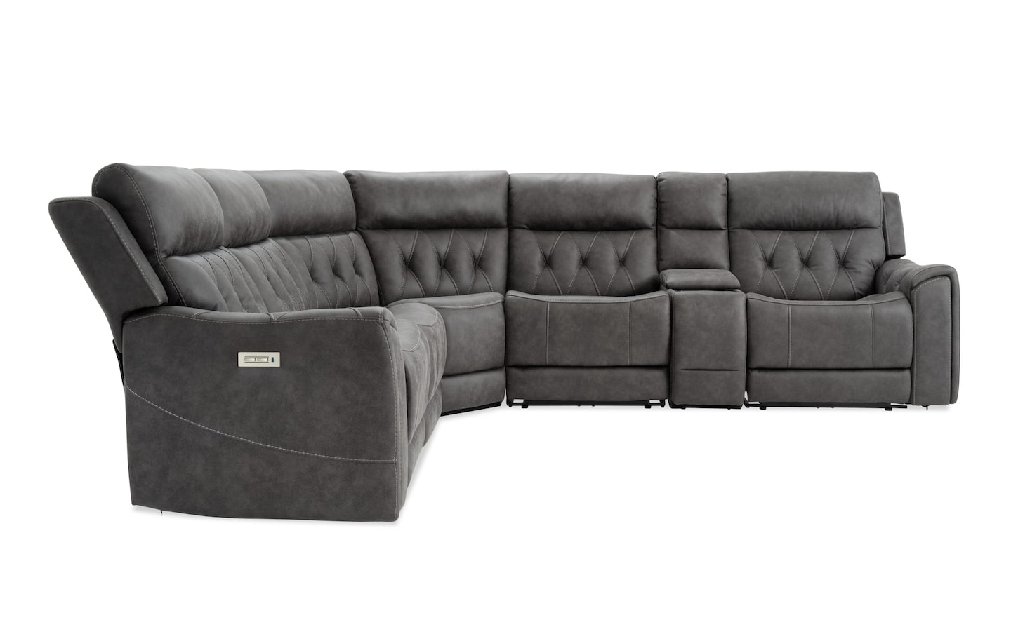 Canyon Steel 126 Power Reclining 6 Piece Sectional with Power Headrest Bob s Discount Furniture Mattress Store