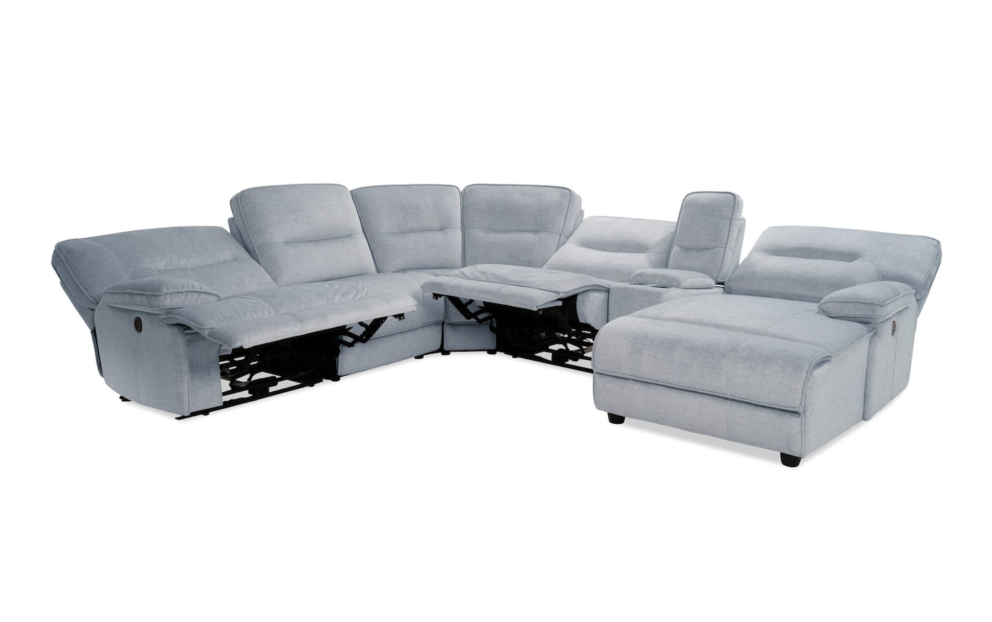 Pacifica Silver 6 Piece Right Arm Facing Chaise Power Sectional ...