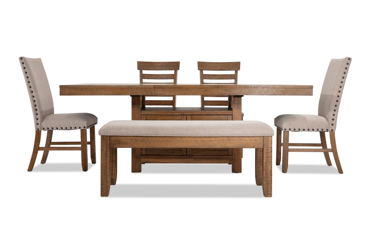 Sonoma 6 Piece Natural Dining Set with Storage Bench Bob's Discount