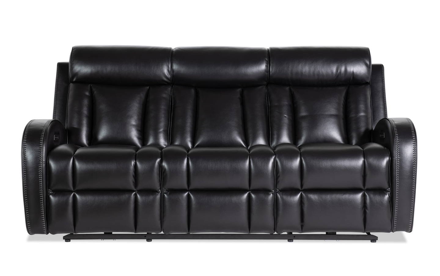 Tuxedo Black 84 Power Reclining Sofa with Power Headrest Bob s Discount Furniture Mattress Store