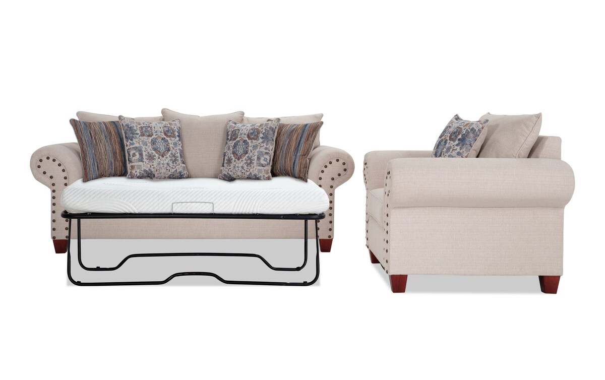 Kara Beige 88'' Full Gel Sleeper Sofa & Chair Bob's Discount