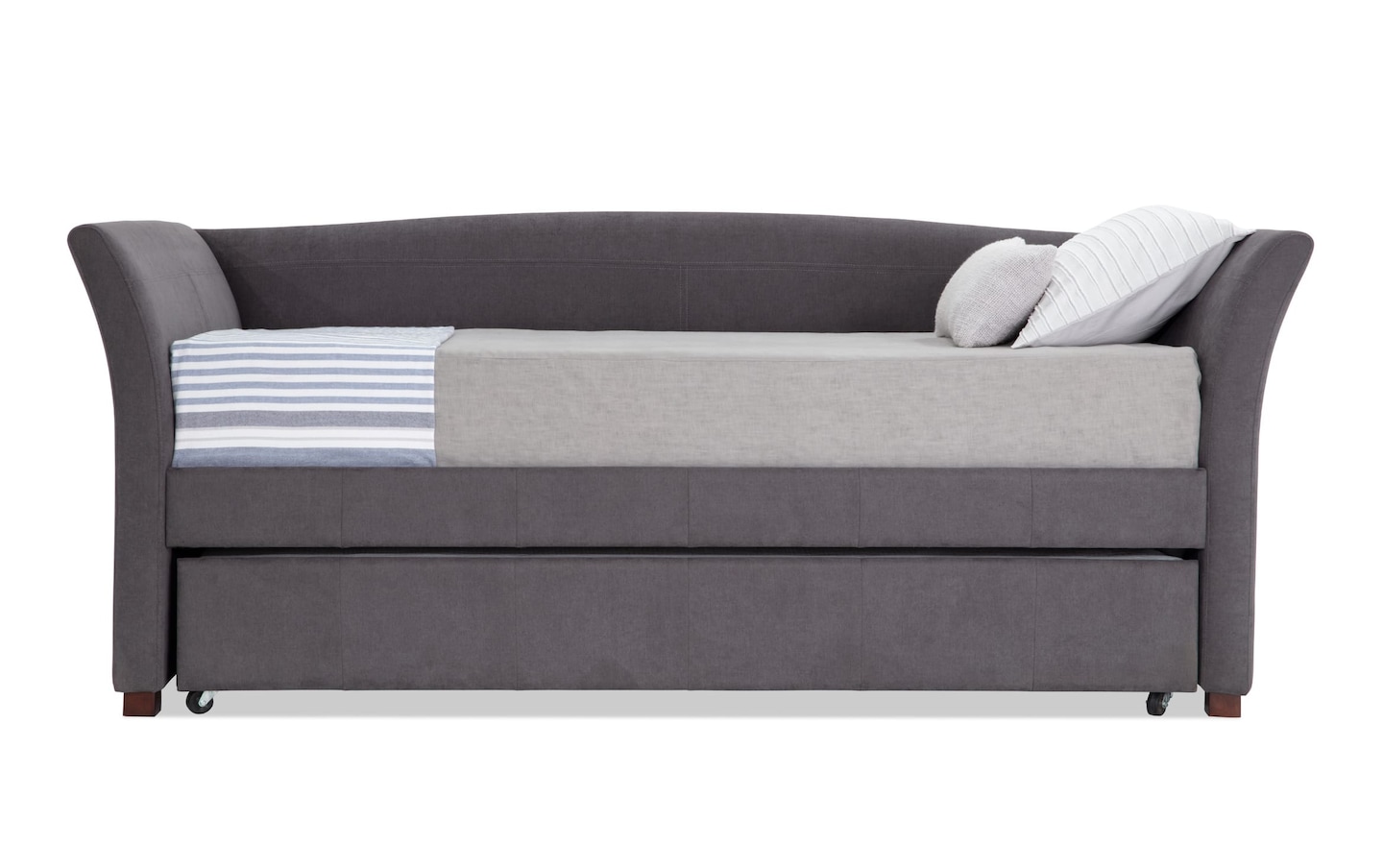 Chadwick Twin Gray Upholstered Daybed with Twin Trundle Bob