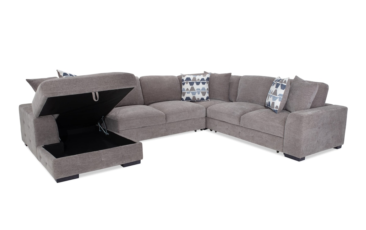 Playground Gray 4 Piece Left Arm Facing Sectional with Armless Pop Up