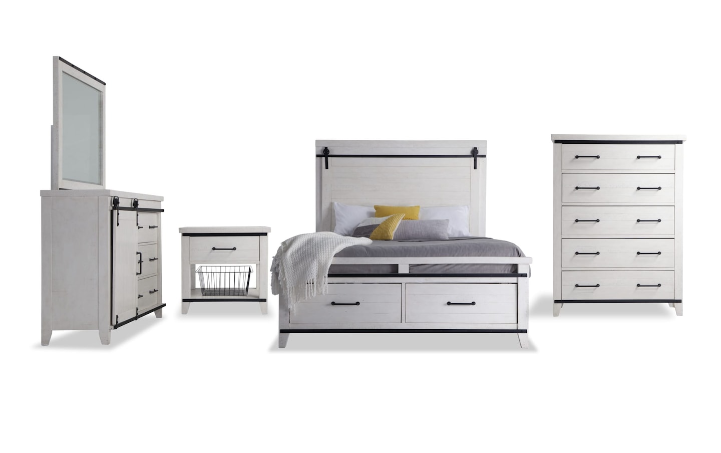 Montana 5 Piece Full White Storage Platform Bedroom Set Bob s Discount Furniture Mattress Store