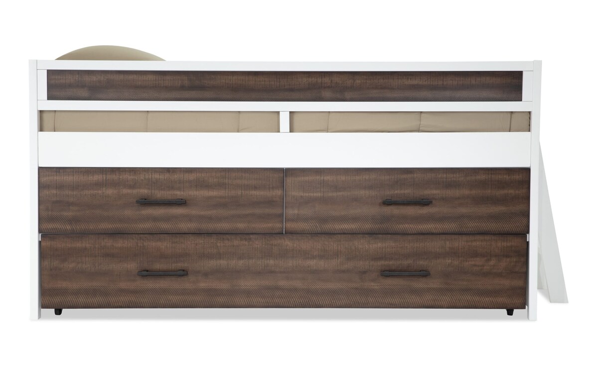 Fusion Twin Brown and White Loft Bed with Twin Trundle Bob's Discount