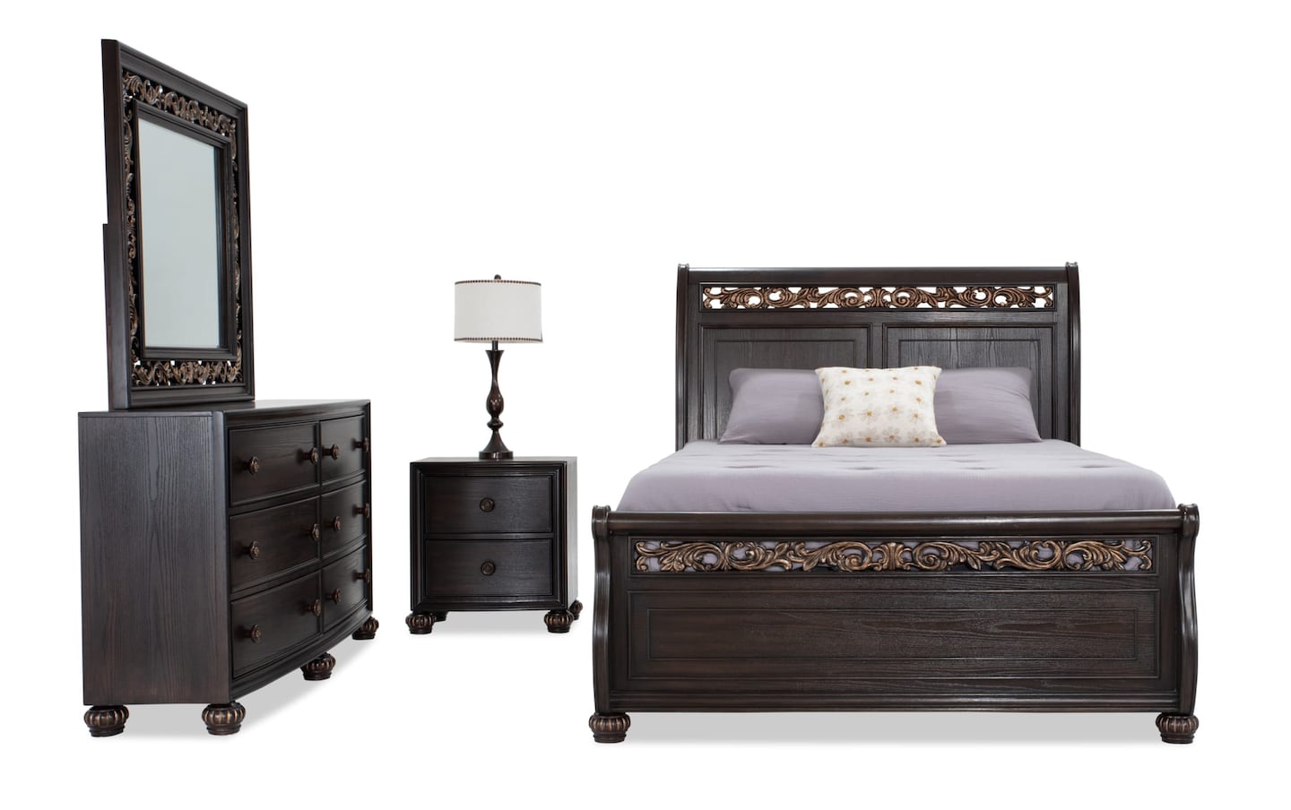 Regency 4 Piece Queen Cherry Storage Platform Bedroom Set | Bob's ...