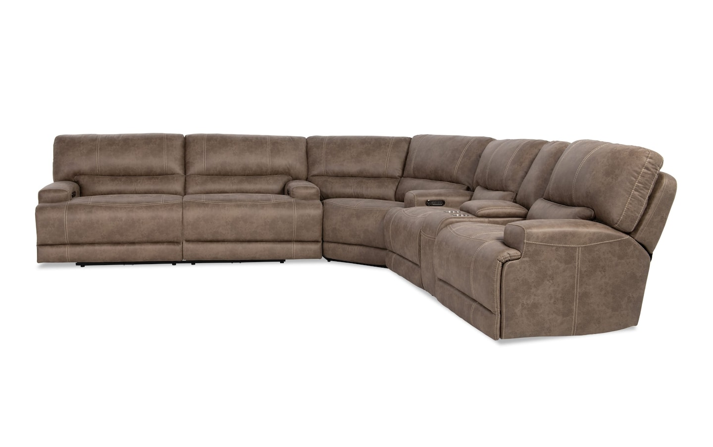 Journey Brown 139 Power Reclining 3 Piece Sectional with Power Headrest Bob s Discount Furniture Mattress Store