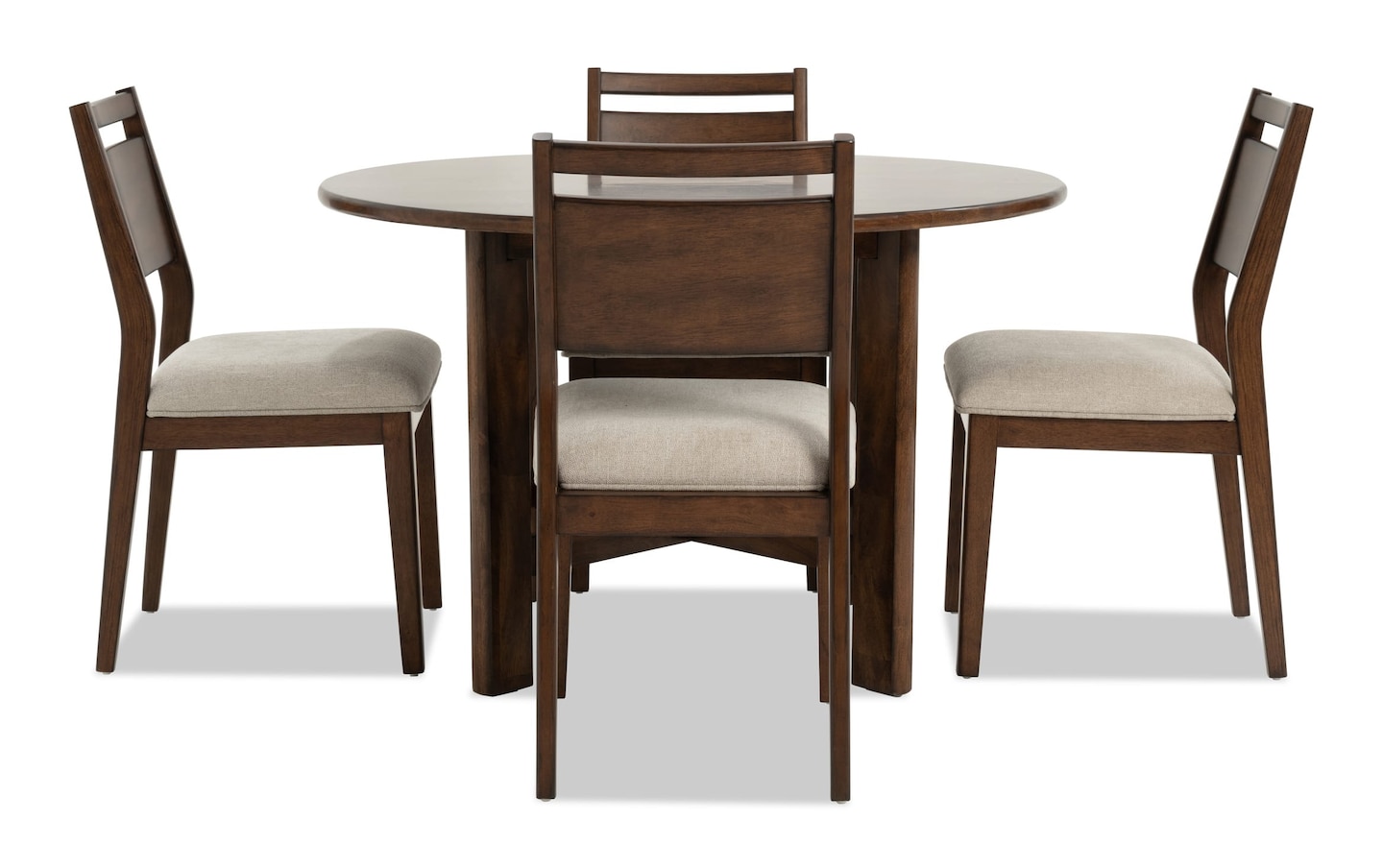 Mango 5 Piece Brown Beige Solid Wood Round Dining Set