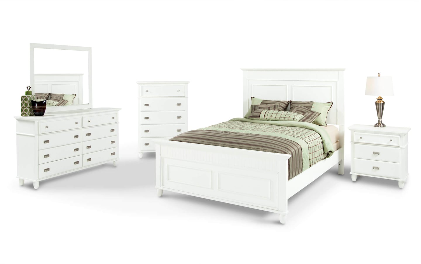 Spencer 5 Piece Full White Panel Bedroom Set | Bob's