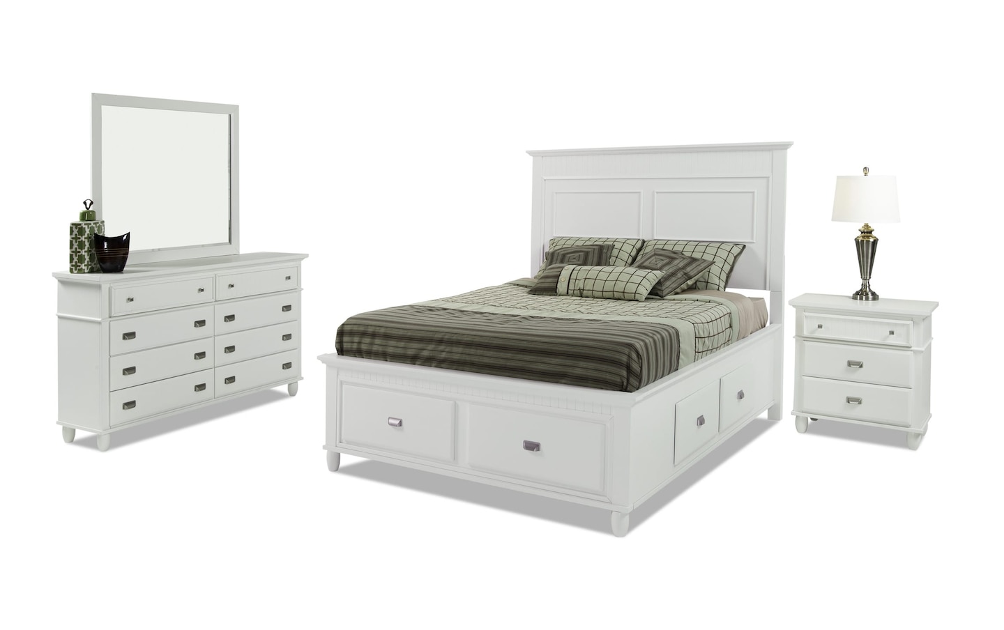 Spencer 4 Piece Queen White Storage Platform Bedroom Set | Bob's ...