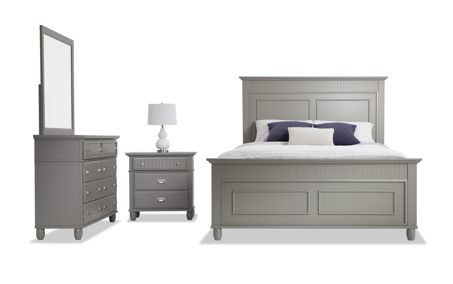 Spencer 4 Piece Full Gray Panel Bedroom Set