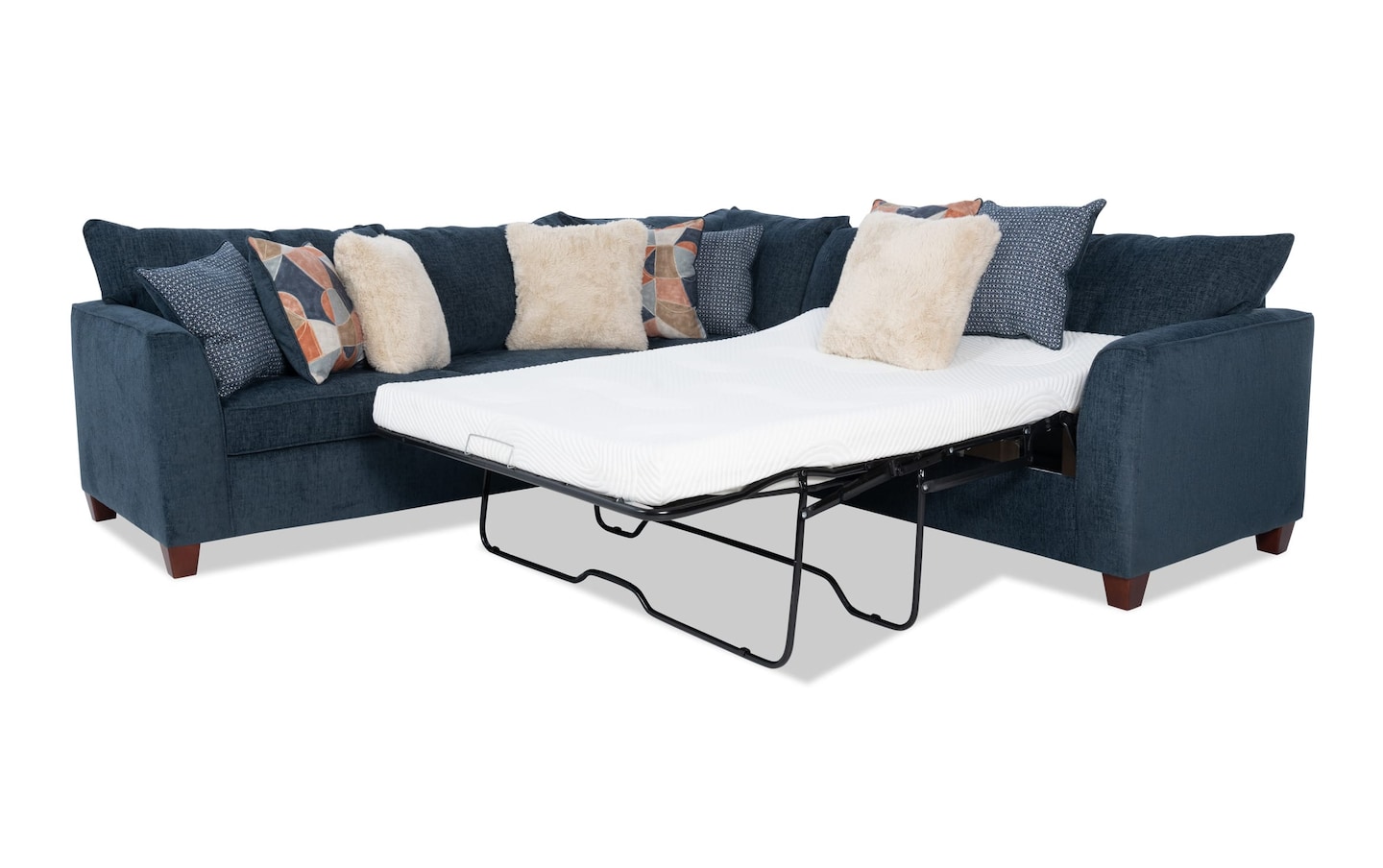 Brynn Navy 114 2 Piece Right Arm Facing Gel Full Sleeper Sectional Bob s Discount Furniture Mattress Store