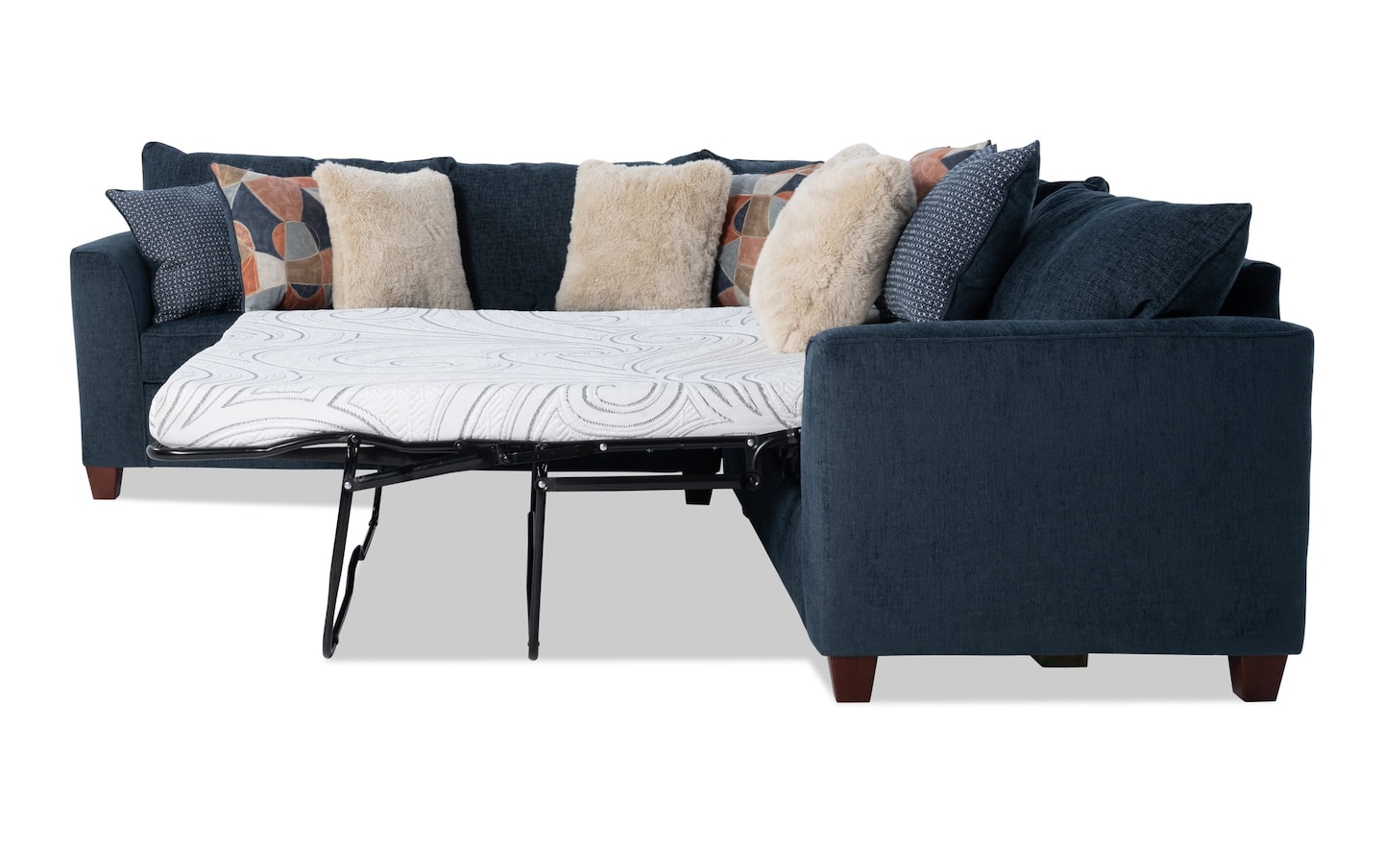 Brynn Navy 114'' 3 Piece Right Arm Facing Sleeper Sectional