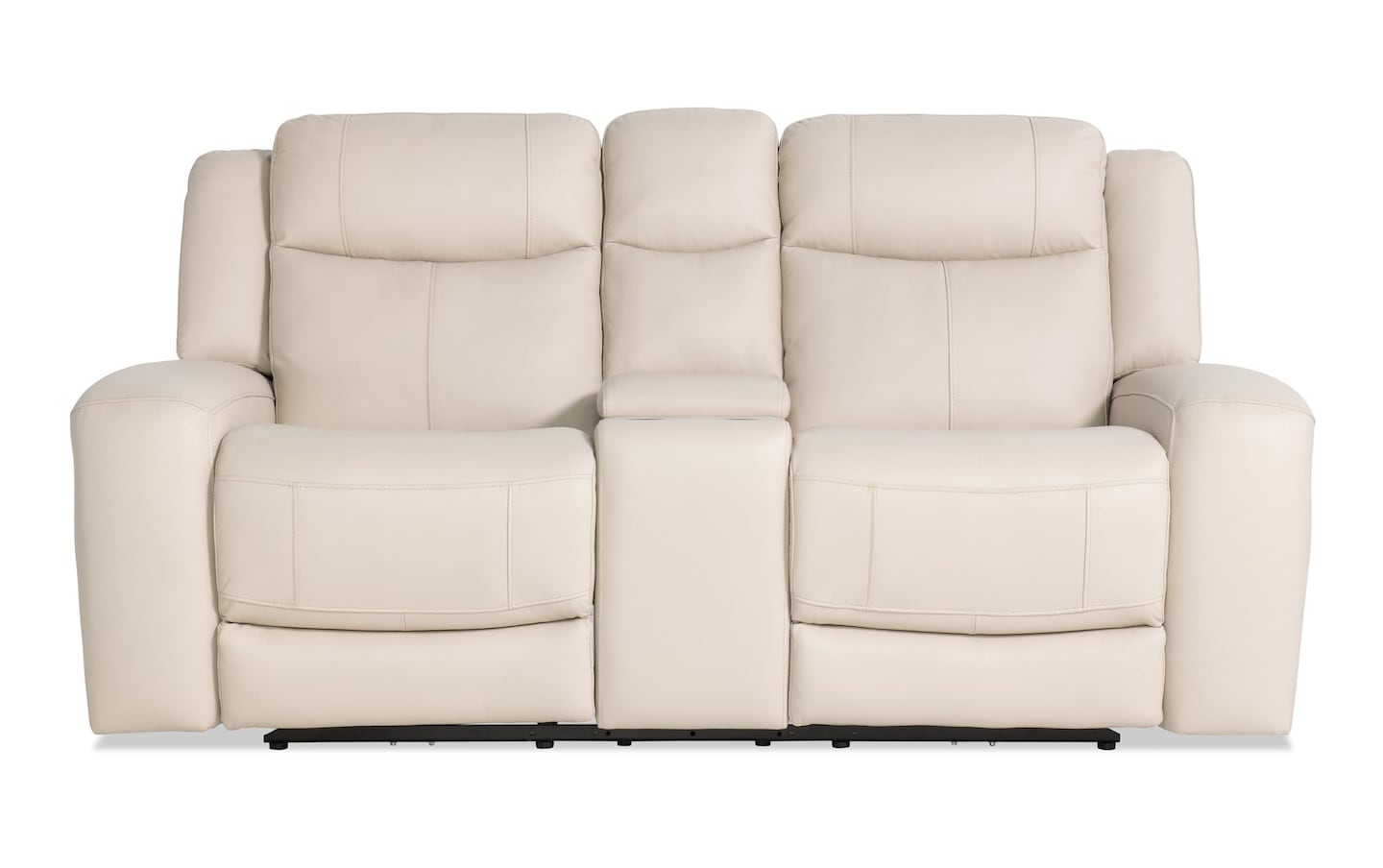 Verona Taupe Leather 80 Power Reclining Console Loveseat with Power Headrest Bob s Discount Furniture Mattress Store