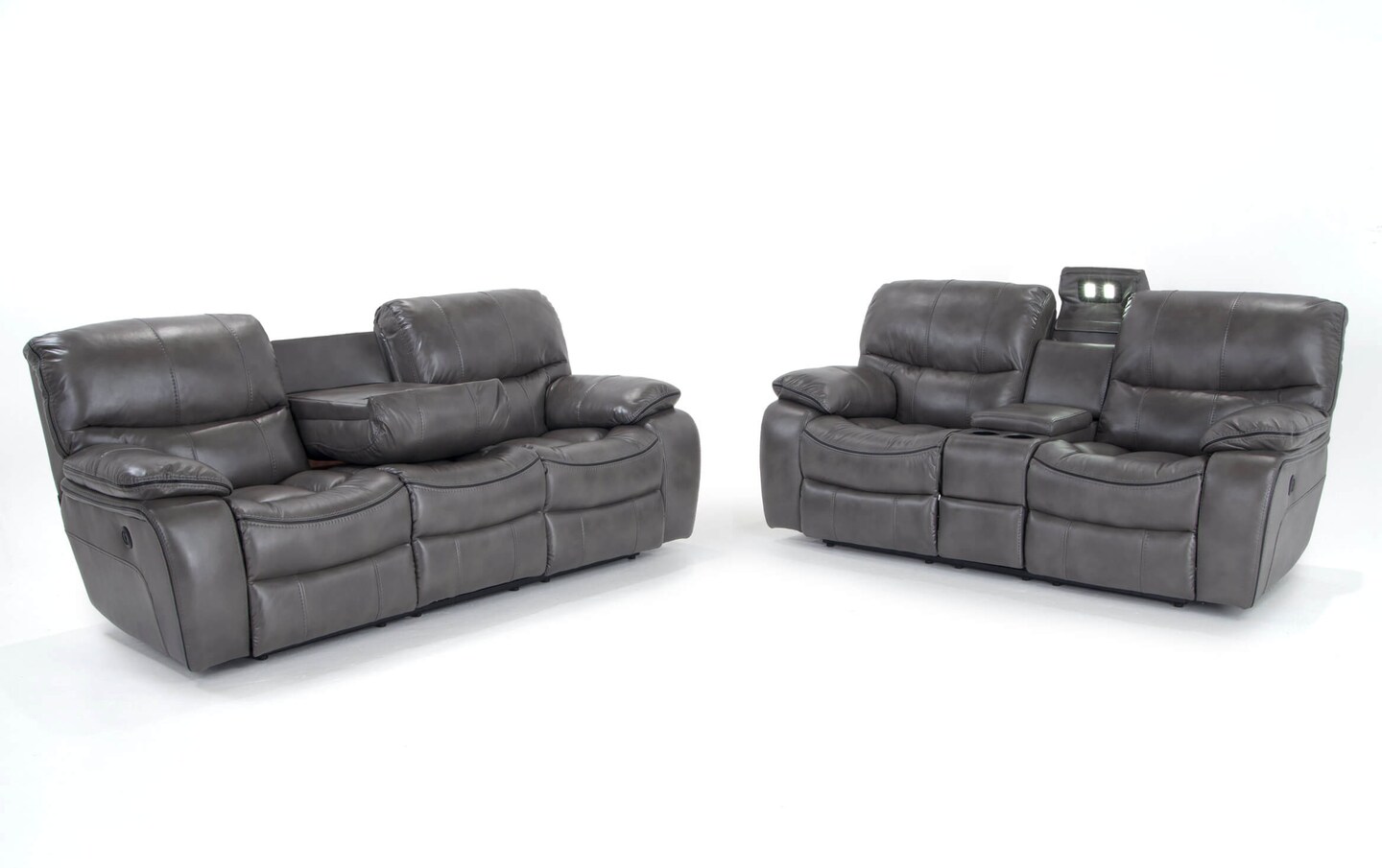 Avenger Gray 89 Power Reclining Sofa 78 Reclining Console Loveseat with USB Ports