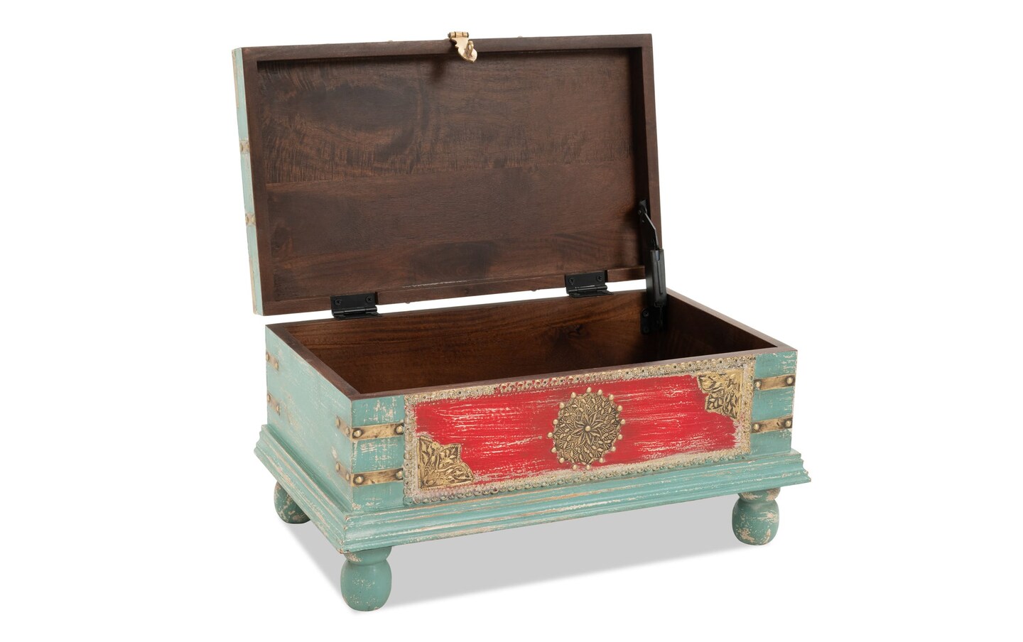 Sea Green & Red 19'' Accent Trunk