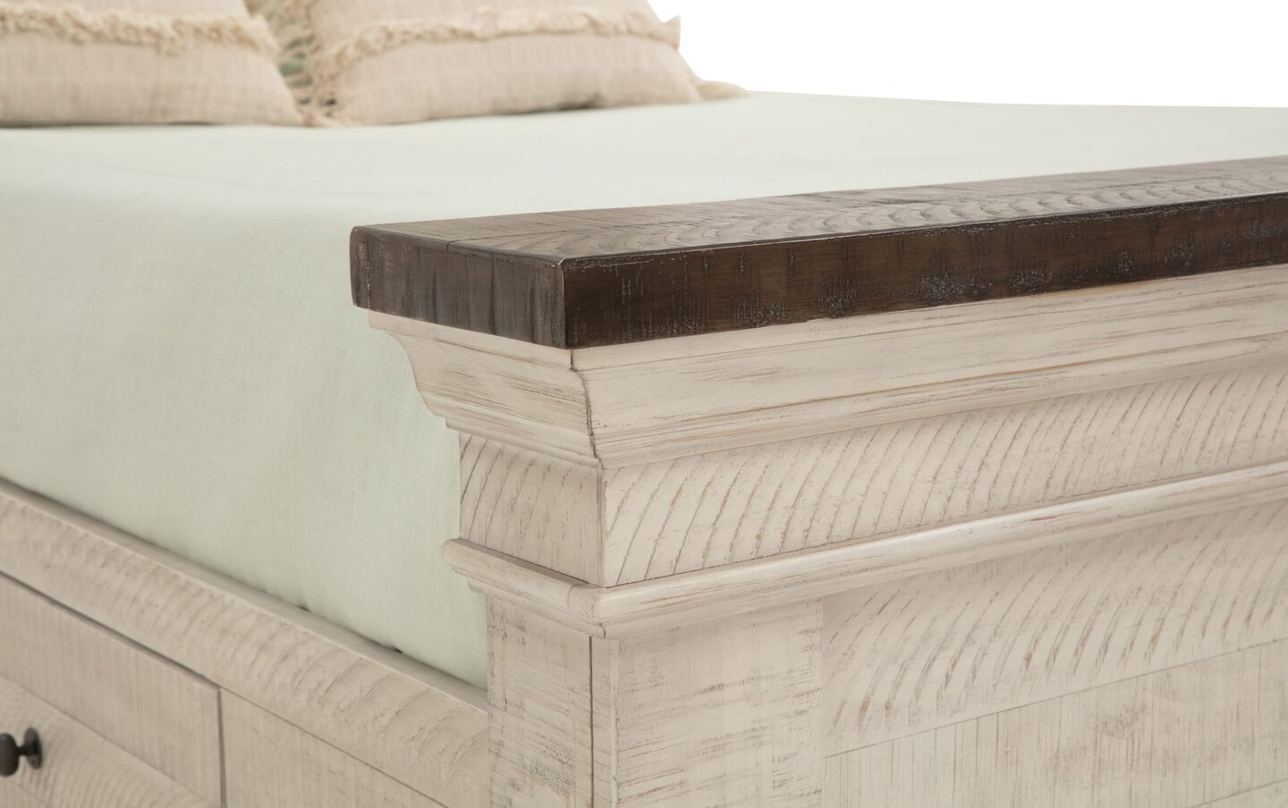 Beaumont King White Gray Platform Storage Bed