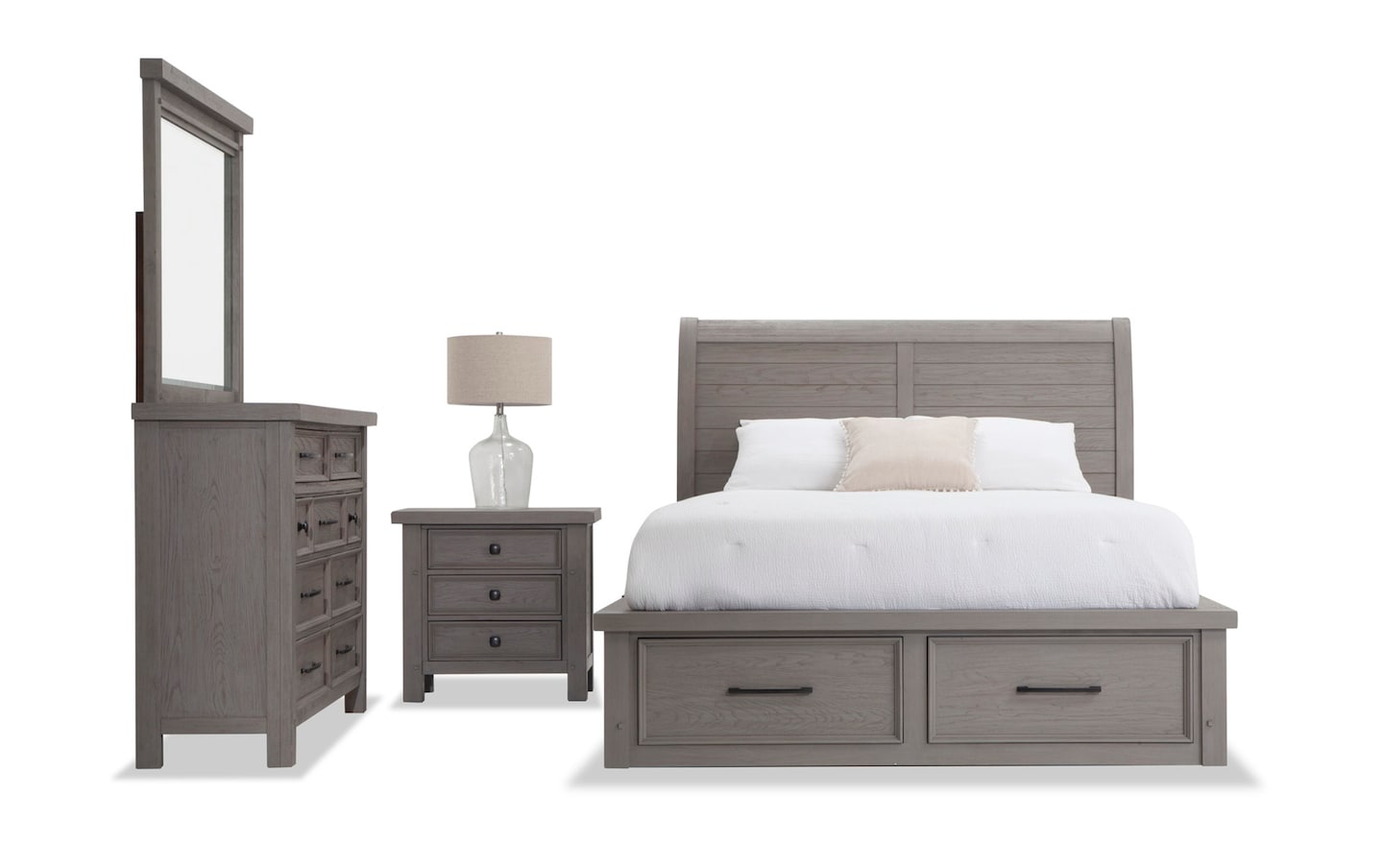 Hudson 4 Piece Queen Gray Storage Platform Bedroom Set | Bob's Discount ...