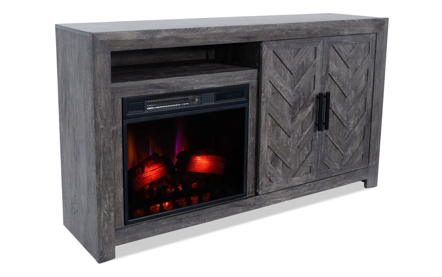 Bobs furniture tv stand fireplace discount