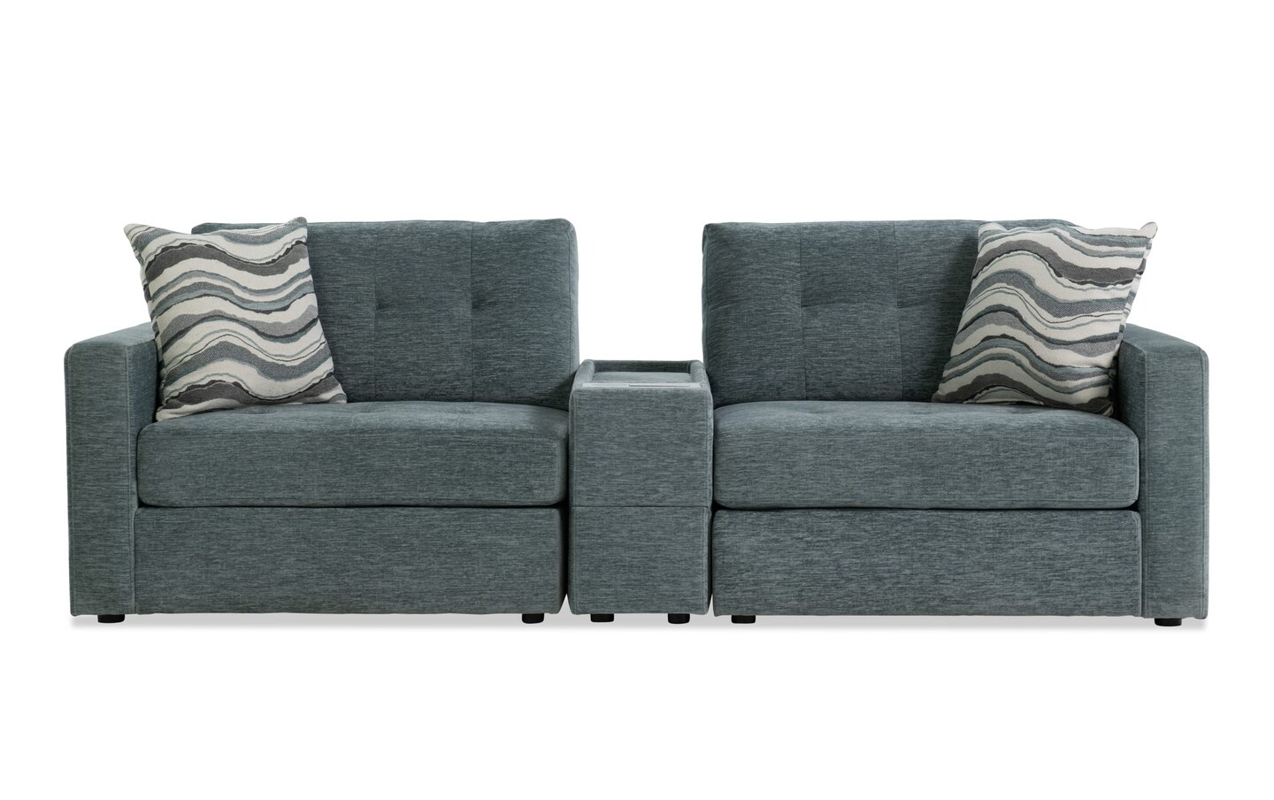 Modular Bob Spa Blue 98 3 Piece Modular Loveseat 1 Left Arm Facing Chair 1 Console 1 Right Arm Facing Chair