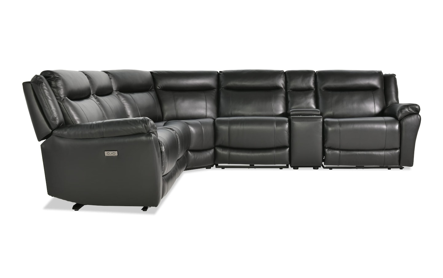 Frontier Black Leather 128.5 Power Reclining 6 Piece Sectional with USB USB C Ports Bob s Discount Furniture Mattress Store