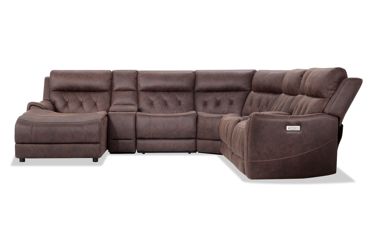 Canyon Walnut 126'' Power Reclining 7 Piece Left Arm Facing Chaise ...