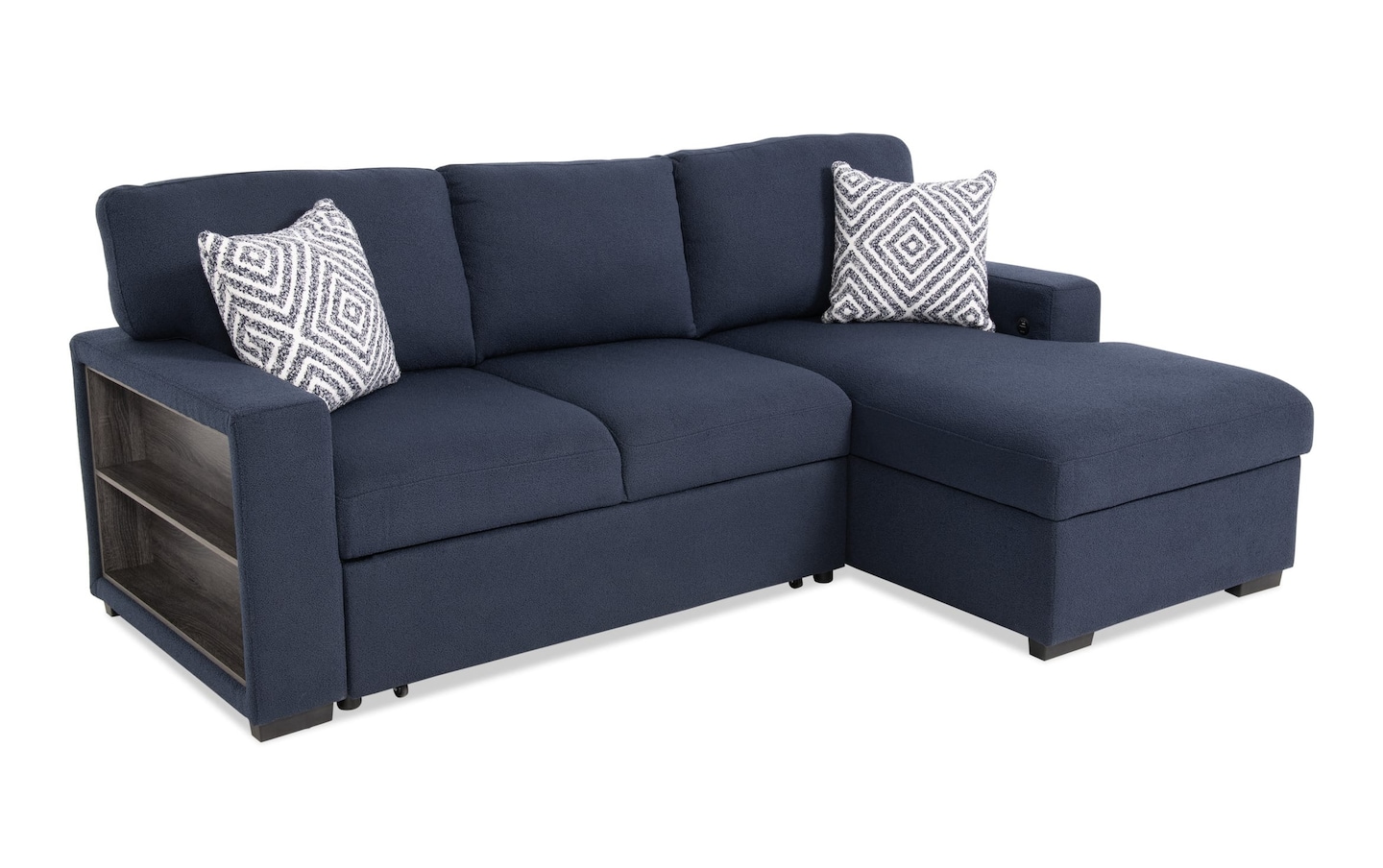 Playday Navy 93 2 Piece Right Arm Facing Pop Up Sleeper Chaise Sectional with USB USB C Ports Bob s Discount Furniture Mattress Store