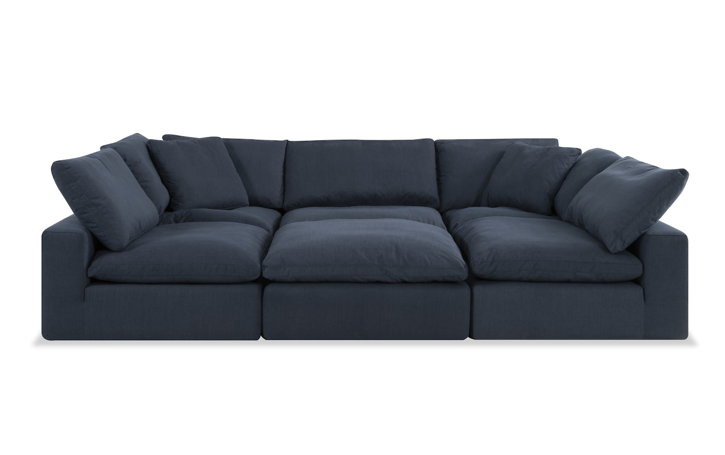 Dream Navy 131 6 Piece Modular Sectional with 2 Corners Ottoman