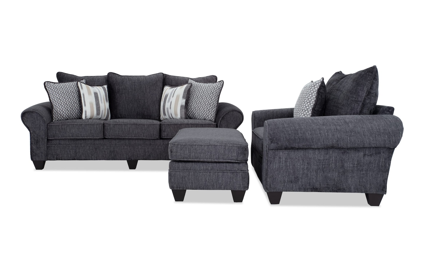 Everly Charcoal 98 Sofa Chair Ottoman Bob s Discount Furniture Mattress Store