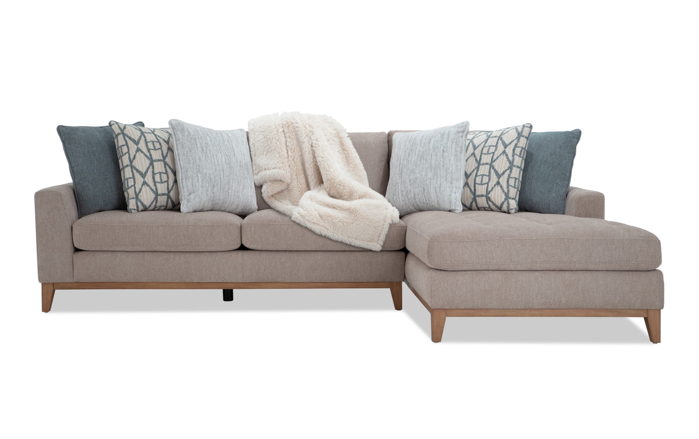 Tuscany beige 118 2 piece right arm facing chaise sectional bob s