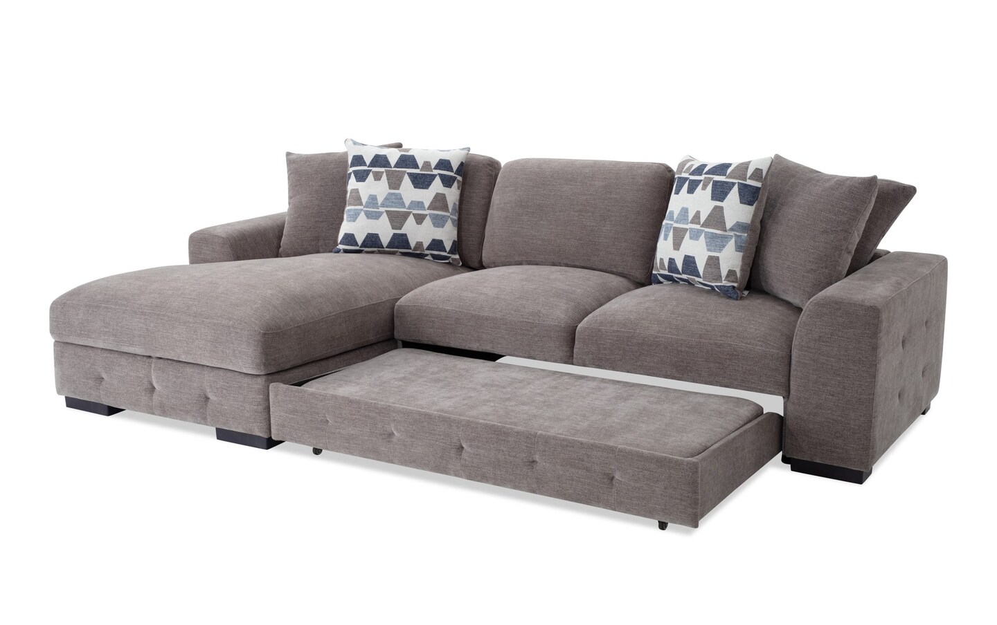 Playground Gray 116 2 Piece Left Arm Facing Pop Up Sleeper Chaise Sectional Bob s Discount Furniture Mattress Store