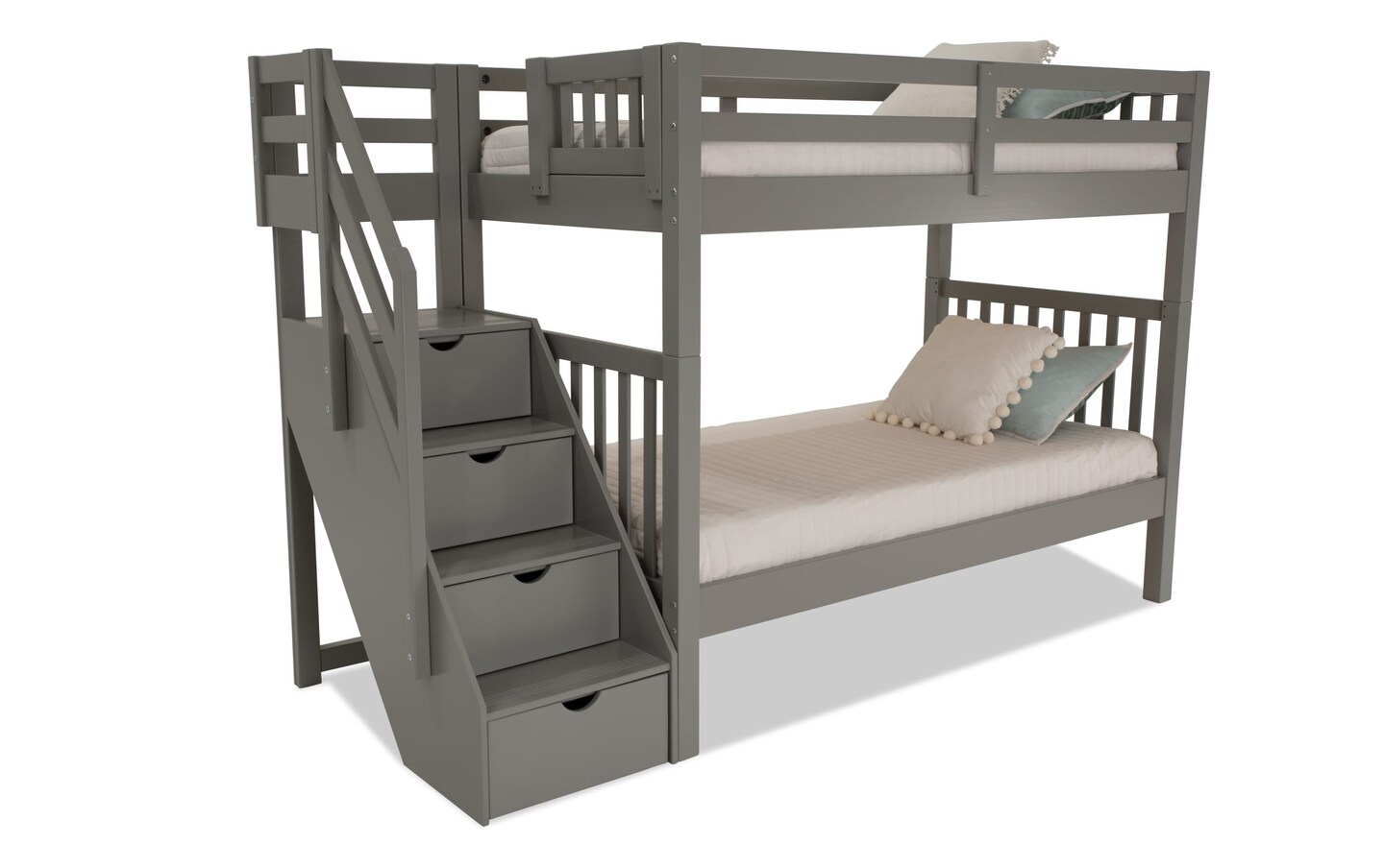 Keystone Twin Twin Gray Stairway Bunk Bed Bob s Discount Furniture Mattress Store