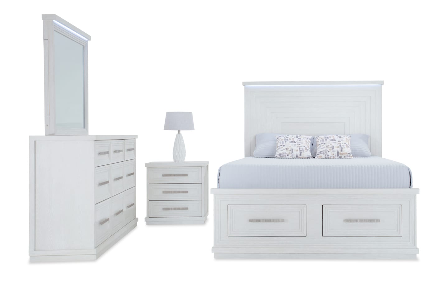 Infinity 4 Piece Queen White Storage Bedroom Set | Bob's